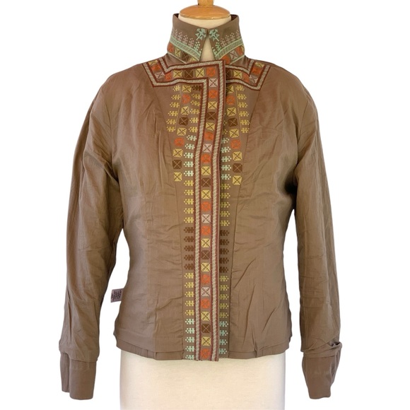 Coldwater Creek Southwestern Aztec Embroidered Fitted Collared Jacket ~ P10 - Picture 9 of 11